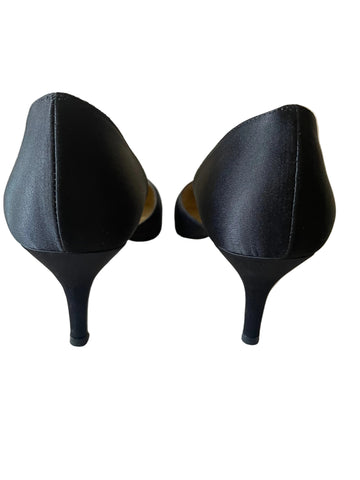 LK BENNETT BLACK SATIN SPECIAL OCCASION HEELS SIZE 5/38