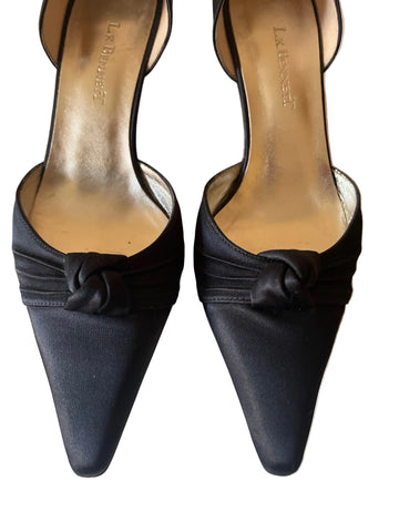 LK BENNETT BLACK SATIN SPECIAL OCCASION HEELS SIZE 5/38