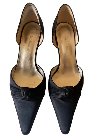 LK BENNETT BLACK SATIN SPECIAL OCCASION HEELS SIZE 5/38