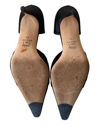 LK BENNETT BLACK SATIN SPECIAL OCCASION HEELS SIZE 5/38