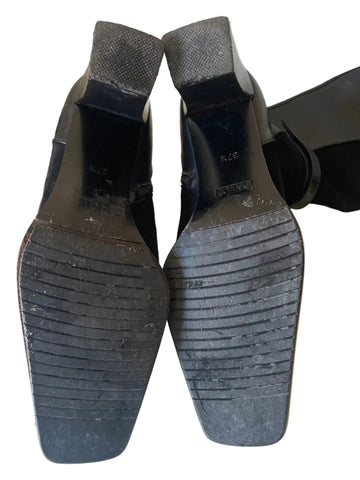 BALLY FIERINA BLACK LEATHER & SUEDE KNEE LENGTH BOOTS SIZE 4.5/37.5