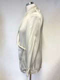 JAEGER CREAM V NECK WRAP ACROSS FRONT LONG SLEEVED BLOUSE SIZE 10