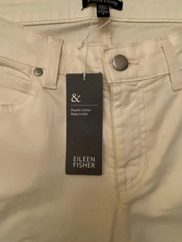 BRAND NEW WITH TAGS EILEEN FISHER ECRU SLIM ANKLE JEANS SIZE 8 UK 12