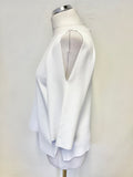 LK BENNETT LAUREN WHITE COLD SHOULDER HALF SLEEVE TOP SIZE M