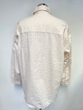 MASSIMO DUTTI PINK & WHITE STRIPE COTTON MIX COLLARED LONG SLEEVE SHIRT SIZE S