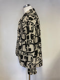 YELLOW LABEL LIGHT GREY & BLACK PRINT COLLARED LONG SLEEVED SHIRT SIZE S
