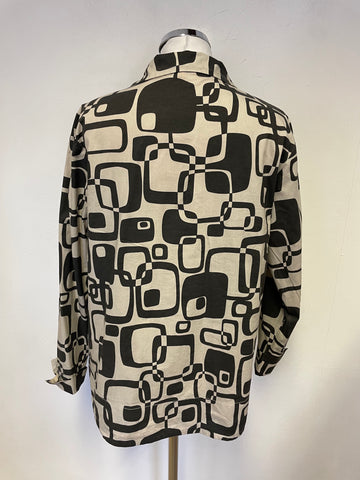YELLOW LABEL LIGHT GREY & BLACK PRINT COLLARED LONG SLEEVED SHIRT SIZE S