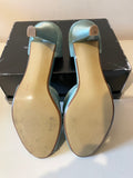 CLARKS GREEN PEEPTOE SATIN & SUEDE HEELS WITH MATCHING CLUTCH BAG SIZE 6.5/39.5