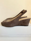 HOBBS BROWN SUEDE PEEPTOE SLINGBACK WEDGE HEELS SIZE 4/37