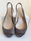 HOBBS BROWN SUEDE PEEPTOE SLINGBACK WEDGE HEELS SIZE 4/37