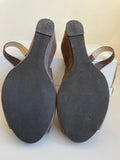 HOBBS BROWN SUEDE PEEPTOE SLINGBACK WEDGE HEELS SIZE 4/37