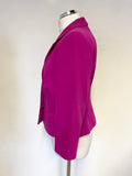 HOBBS RASPBERRY PINK 3/4 SLEEVED FITTED JACKET SIZE 14