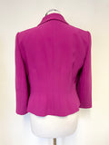 HOBBS RASPBERRY PINK 3/4 SLEEVED FITTED JACKET SIZE 14