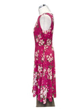 HOBBS CERISE PINK FLORAL PRINT SLEEVELESS FIT & FLARE MIDI DRESS  SIZE 12