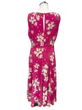 HOBBS CERISE PINK FLORAL PRINT SLEEVELESS FIT & FLARE MIDI DRESS  SIZE 12