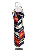 FINERY MULTI COLOURED STRIPE OFF SHOULDER A-LINE DRESS SIZE 12