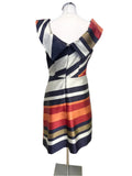 FINERY MULTI COLOURED STRIPE OFF SHOULDER A-LINE DRESS SIZE 12