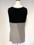 DORIS STREICH BLACK & CREAM STRIPED SLEEVELESS TOP & CARDIGAN SET SIZE 40 UK 14