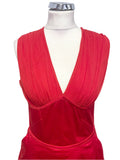 TED BAKER RED V NECK SLEEVELESS FIT & FLARE DRESS SIZE 3 UK 12