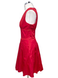 TED BAKER RED V NECK SLEEVELESS FIT & FLARE DRESS SIZE 3 UK 12