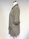 DORIS STREICH BLACK & CREAM STRIPED SLEEVELESS TOP & CARDIGAN SET SIZE 40 UK 14