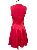 TED BAKER RED V NECK SLEEVELESS FIT & FLARE DRESS SIZE 3 UK 12