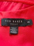 TED BAKER RED V NECK SLEEVELESS FIT & FLARE DRESS SIZE 3 UK 12