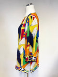 RALPH LAUREN 100% SILK MULTI COLOURED 3/4 SLEEVED TOP SIZE XL