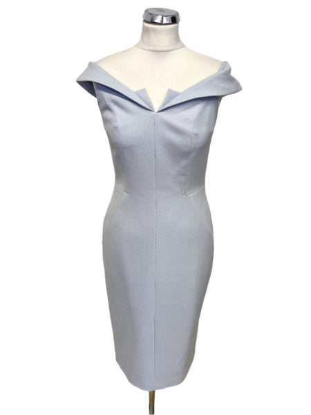BRAND NEW KAREN MILLEN PALE BLUE WIDE NECK SLEEVELESS PENCIL DRESS SIZE 10