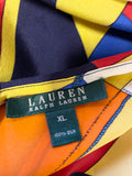 RALPH LAUREN 100% SILK MULTI COLOURED 3/4 SLEEVED TOP SIZE XL