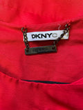 DKNY RED COLLARLESS 3/4 SLEEVE DOUBLE BREASTED SHORT COAT SIZE M