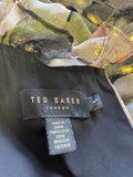 TED BAKER HUNNIE BLACK FLORAL PRINT LONG SLEEVED MAXI DRESS SIZE 1 UK 8/10