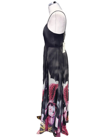 BRAND NEW WITH TAGS RELIGION DARK GREY FINE STRAP LAYERED SKIRT MAXI DRESS SIZE 14