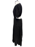 ME+EM BLACK CHEESECLOTH CUT OUT BACK SHORT SLEEVE MAXI DRESS SIZE 8