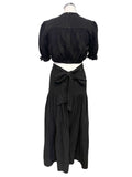 ME+EM BLACK CHEESECLOTH CUT OUT BACK SHORT SLEEVE MAXI DRESS SIZE 8