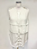 WHISTLES IVORY COLLARLESS SLEEVELESS BLOUSE/ TOP SIZE 12