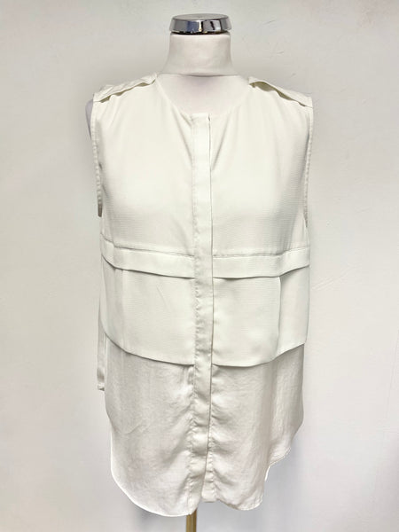 WHISTLES IVORY COLLARLESS SLEEVELESS BLOUSE/ TOP SIZE 12