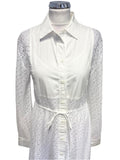 TOMMY HILFIGER WHITE LACE COLLARED LONG SLEEVE SHIRT MIDI DRESS  SIZE 8