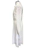 TOMMY HILFIGER WHITE LACE COLLARED LONG SLEEVE SHIRT MIDI DRESS  SIZE 8