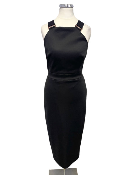 BRAND NEW TED BAKER ANDICE BLACK BUCKLE DETAIL BODYCON DRESS SIZE 1 UK 8/10