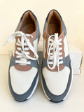 BRAND NEW CLARKS UNSTRUCTURED WHITE,BLUE & TAN SUEDE & FABRIC TRAINERS SIZE 6/39