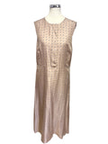 LK BENNETT DUSKY PINK PRINT SILK & SLEEVELESS MIDI DRESS  SIZE 10