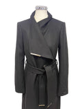 BRAND NEW TED BAKER ROSE BLACK MID LENGTH BELTED WRAP COAT SIZE 8