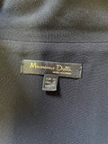 MASSIMO DUTTI NAVY BLUE COLLARED LONG SLEEVED BELTED SHIFT DRESS SIZE 40 UK 12