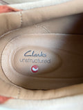 BRAND NEW CLARKS UNSTRUCTURED WHITE,TAN & TURQUOISE SUEDE & FABRIC TRAINERS SIZE 6/39