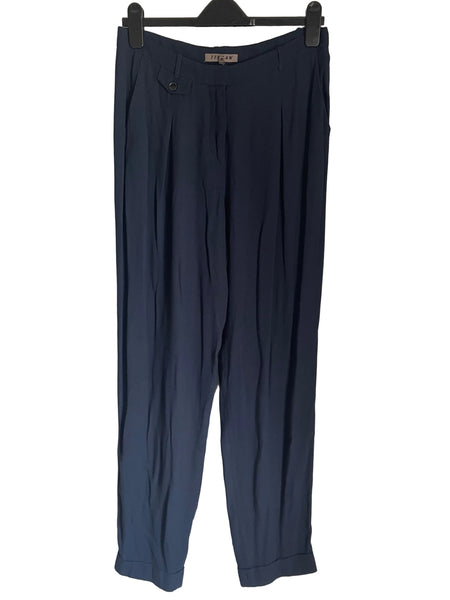 JIGSAW NAVY BLUE TAPERED LEG TROUSERS SIZE 12