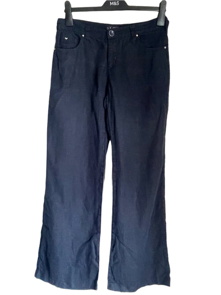 ARMANI JEANS NAVY BLUE LINEN TROUSERS SIZE 27