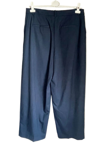 BRAND NEW JAEGER NAVY BLUE HIGH RISE WIDE LEG TROUSERS SIZE 14
