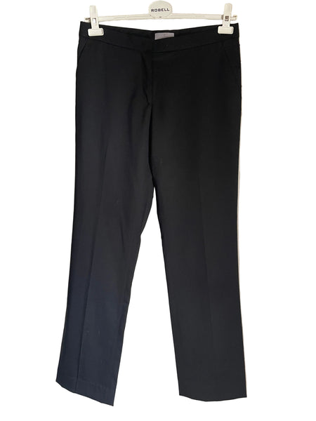 MULBERRY BLACK WOOL STRAIGHT LEG TROUSERS SIZE 10