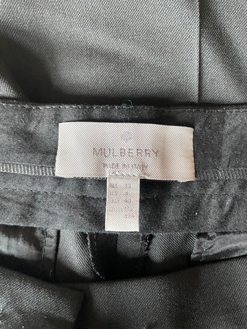 MULBERRY BLACK WOOL STRAIGHT LEG TROUSERS SIZE 10